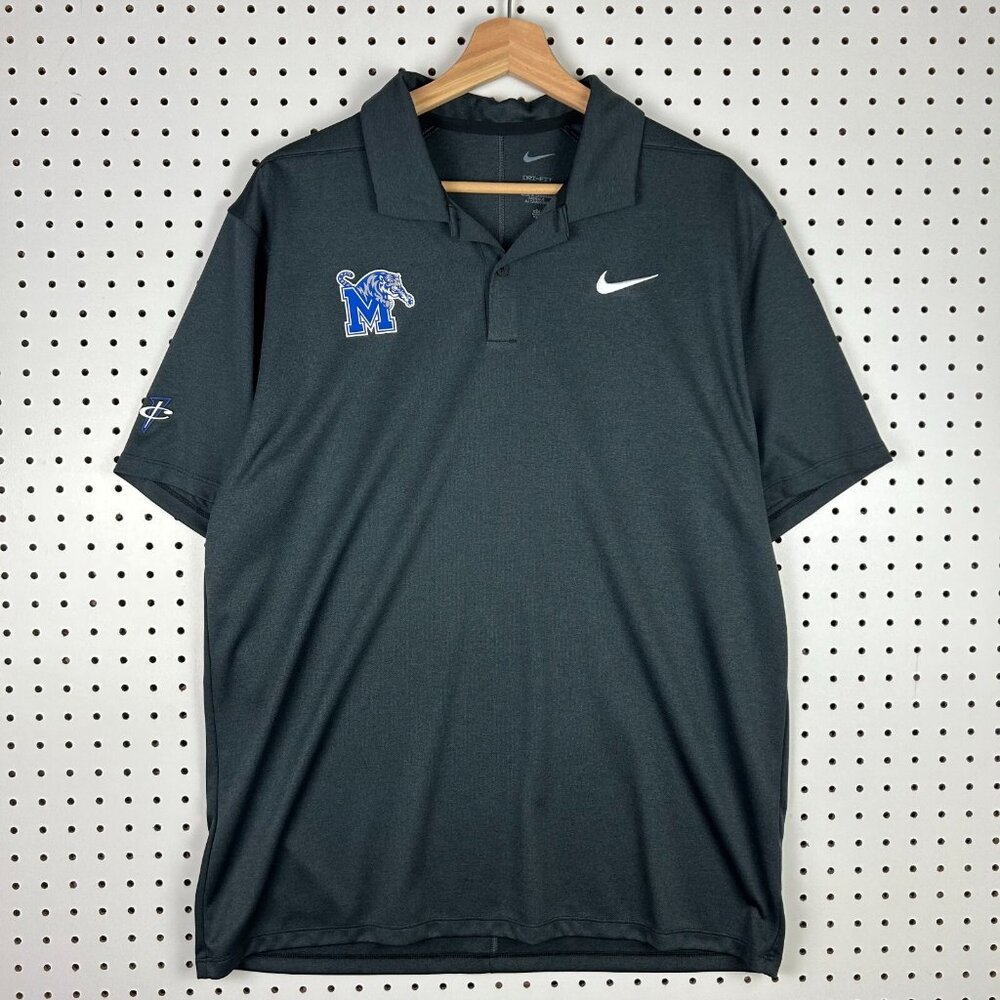 Nike 1 Cent Memphis Tigers Polo Large Gray Basketball Team Issued Penny Hardaway